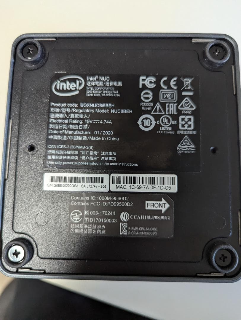 ミニPC Intel NUC8i5BEH windows11