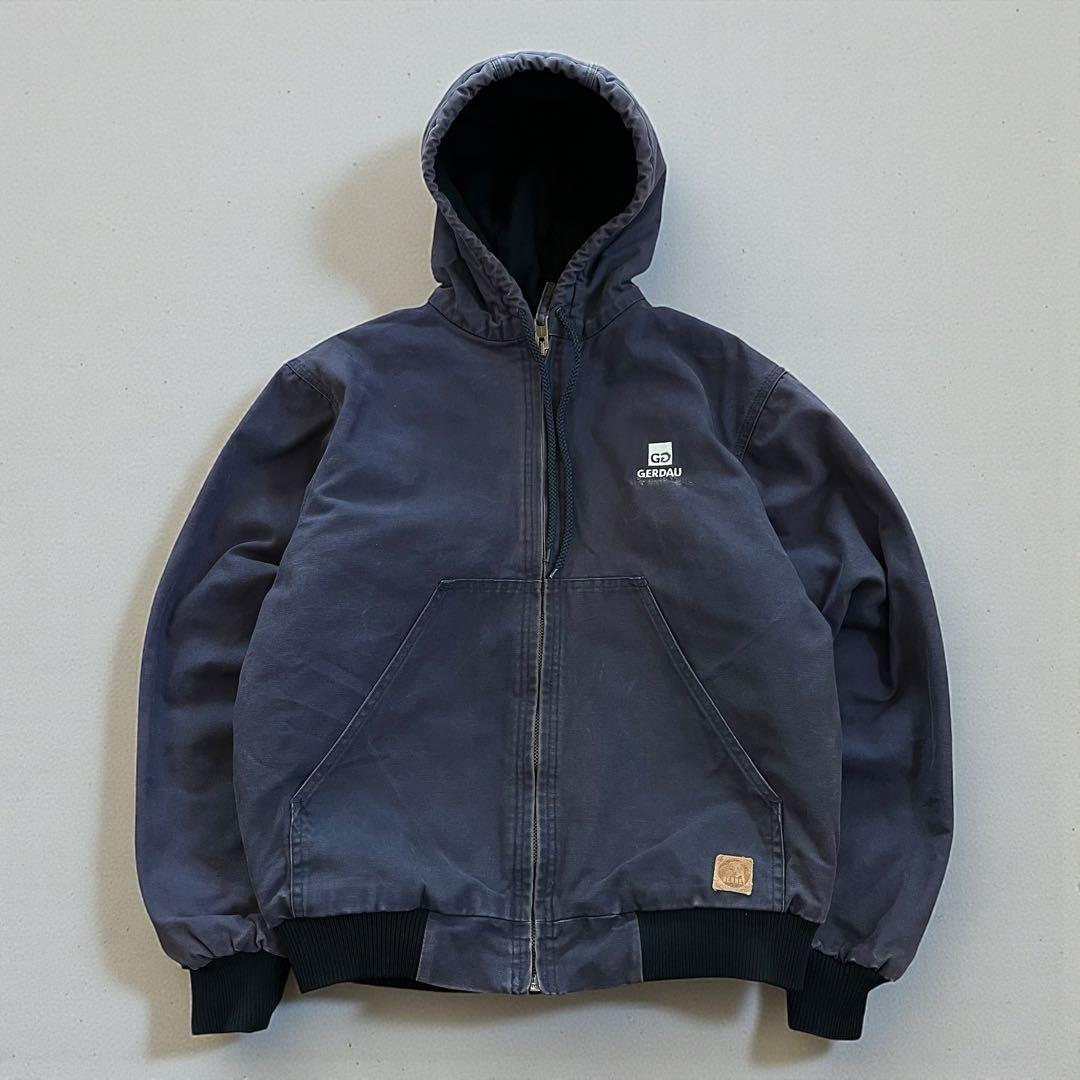 BERNE アクティブジャケット 企業ロゴ M フェード ダック地 短丈 古着