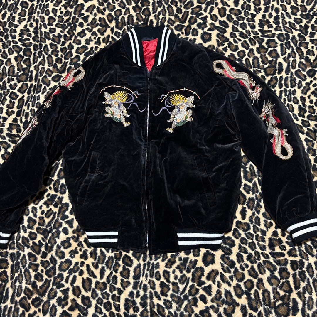 スカジャン　雷神　ベロア生地