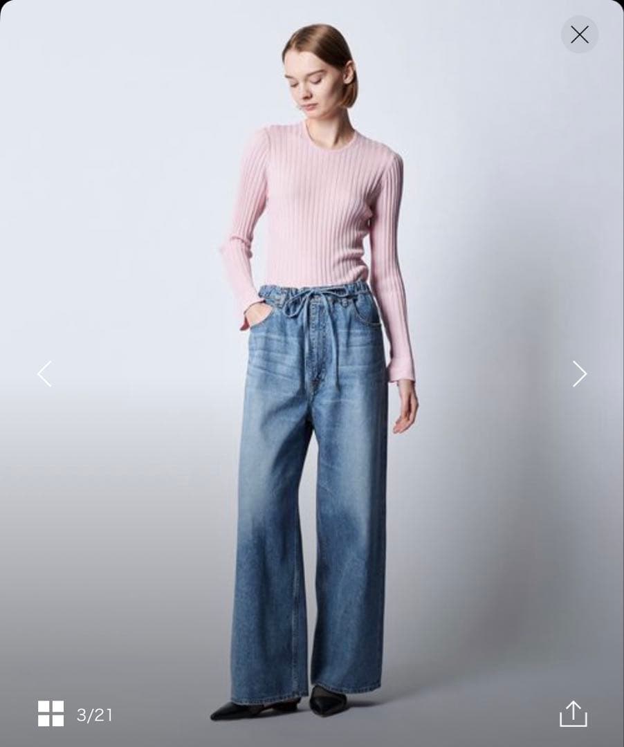 蛯原友里さん着用⭐︎Drawer ドゥロワー ドロスト　デニム　パンツ　34