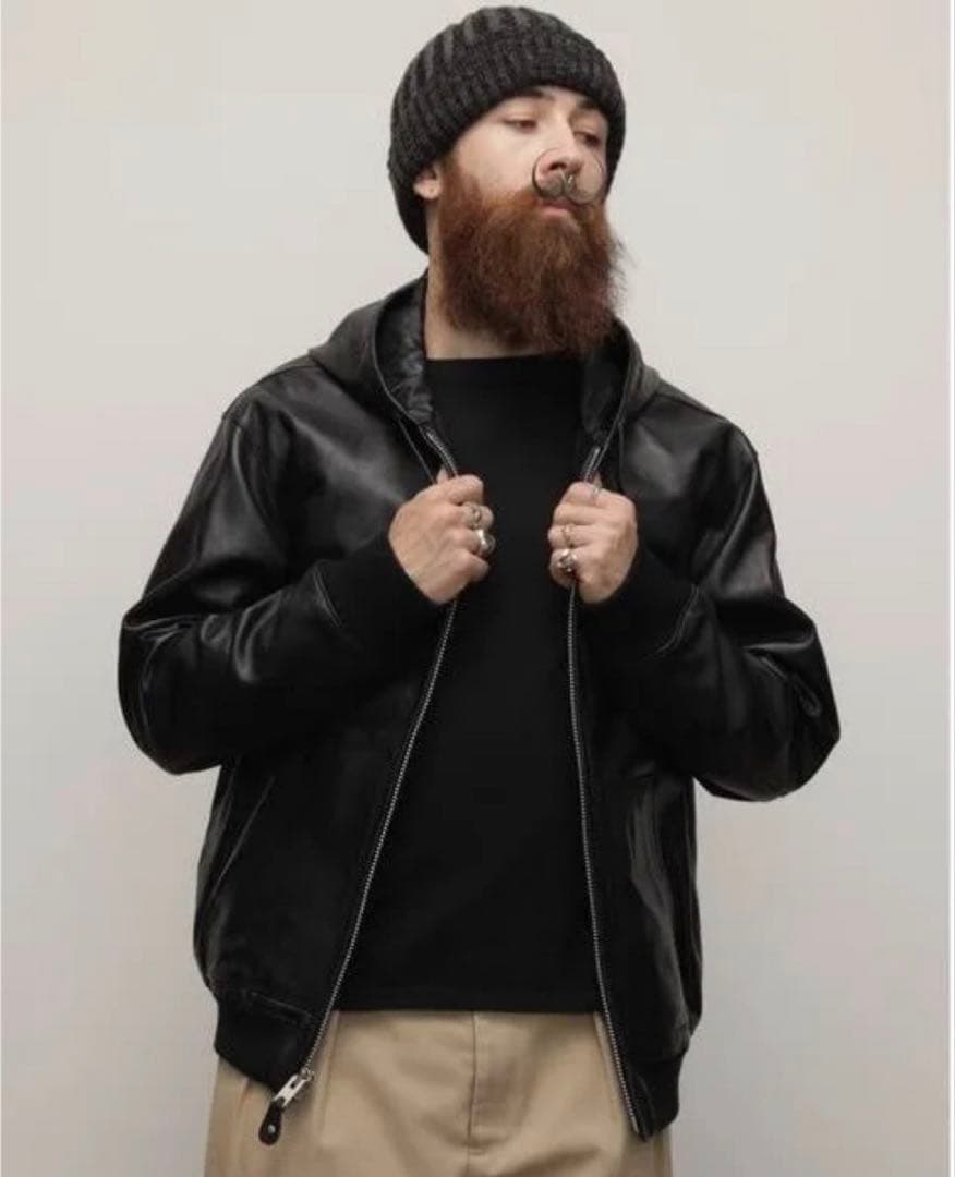 Schott NYC　LEATHER FULLZIP PARKA　L