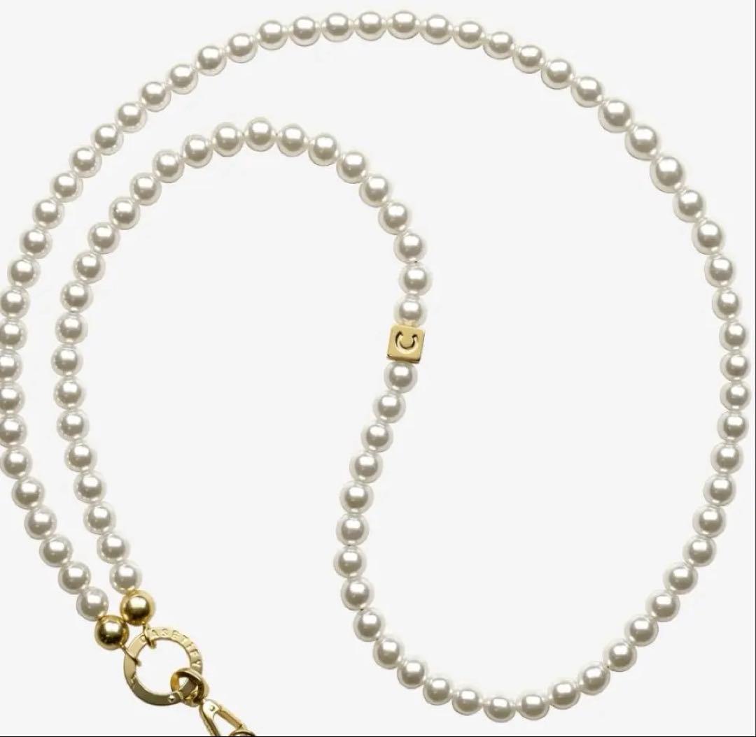 スマホアクセサリー Pearl Cross-body Strap - Pearl with Gold