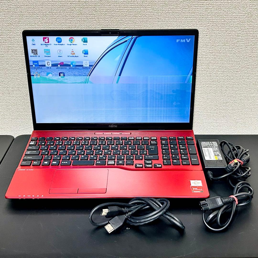 富士通 SSD快適ノートパソコン Windows11+Office レッド