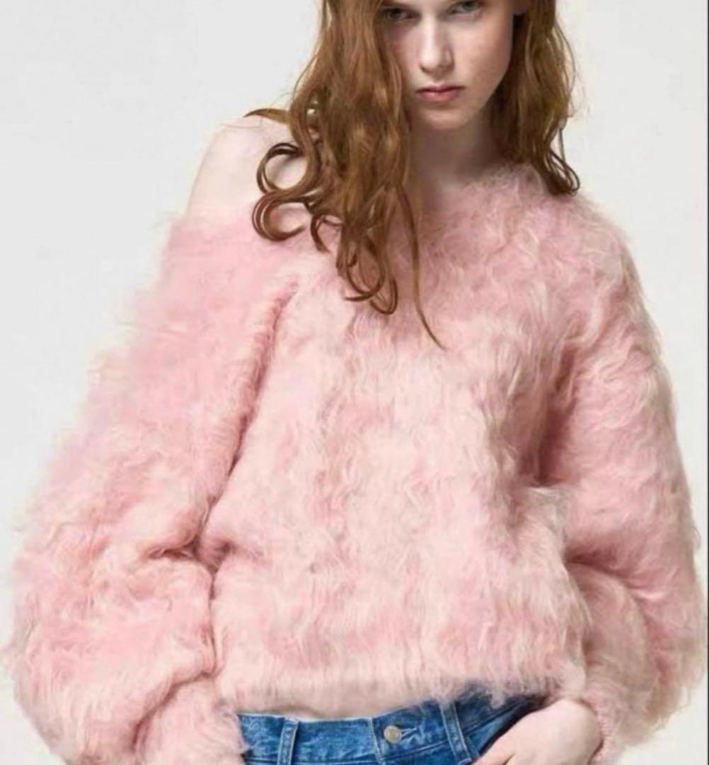 トップス thetoe Pigalle shaggy Vneck knit