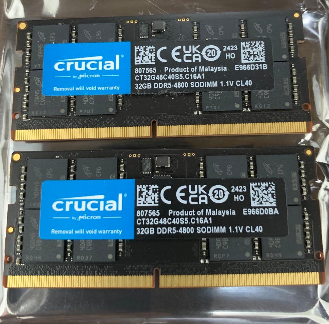 本日特値❗️32GB x 2 DDR5-4800 SO-DIMM メモリ