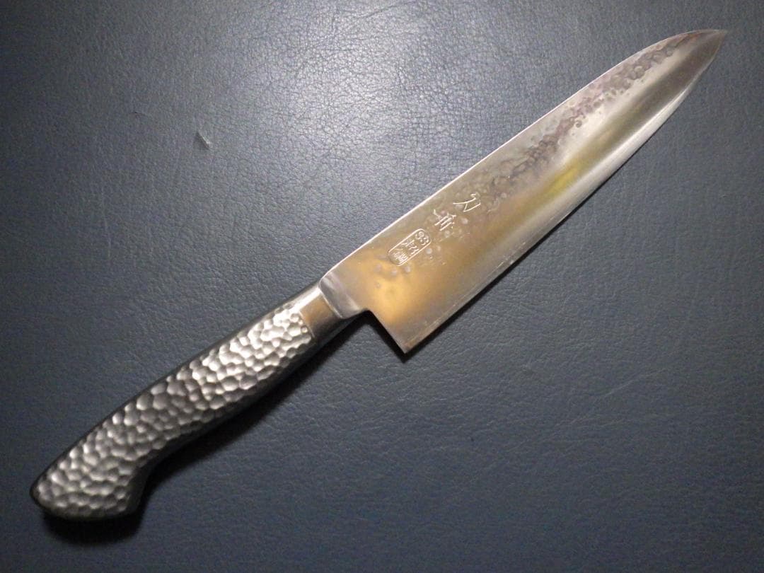 k*n様 刀舟作/槌目鍛造★SS超鋼・牛刀ナイフ包丁★両刃刃付け済み★