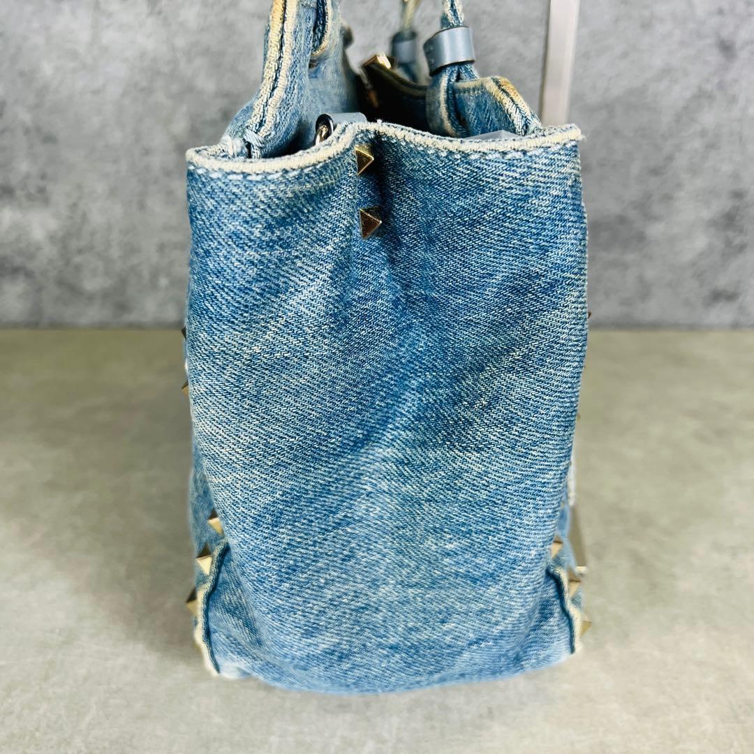 Valentino デニム 蝶 刺繍 スタッズ 2way ハンドバッグ