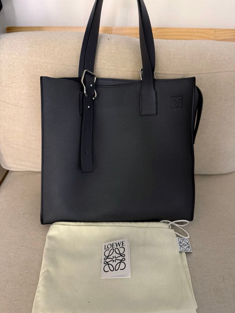 【美品】LOEWE バックルトートバッグ ジップ アンスラサイト　正規品