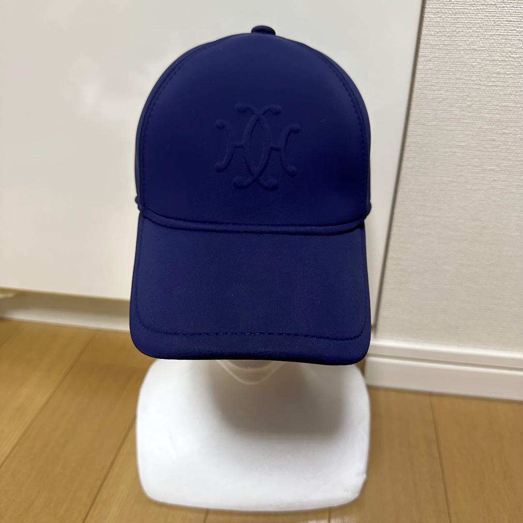 エルメス　ネイビー ロゴ刺繍 ベースボールキャップ　箱付き