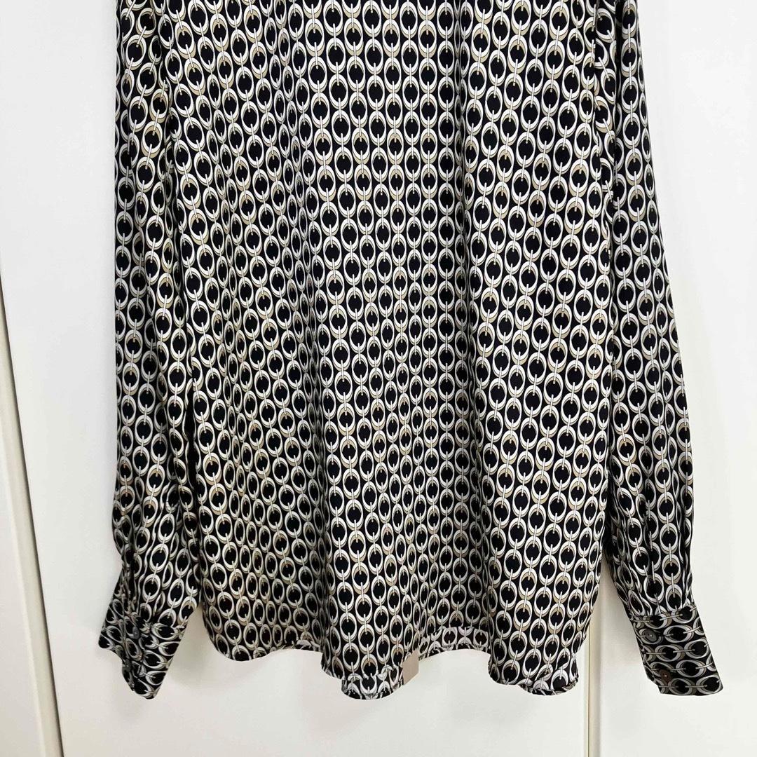 アルアバイル モダンチェーンプリント配色シャツ ブラック