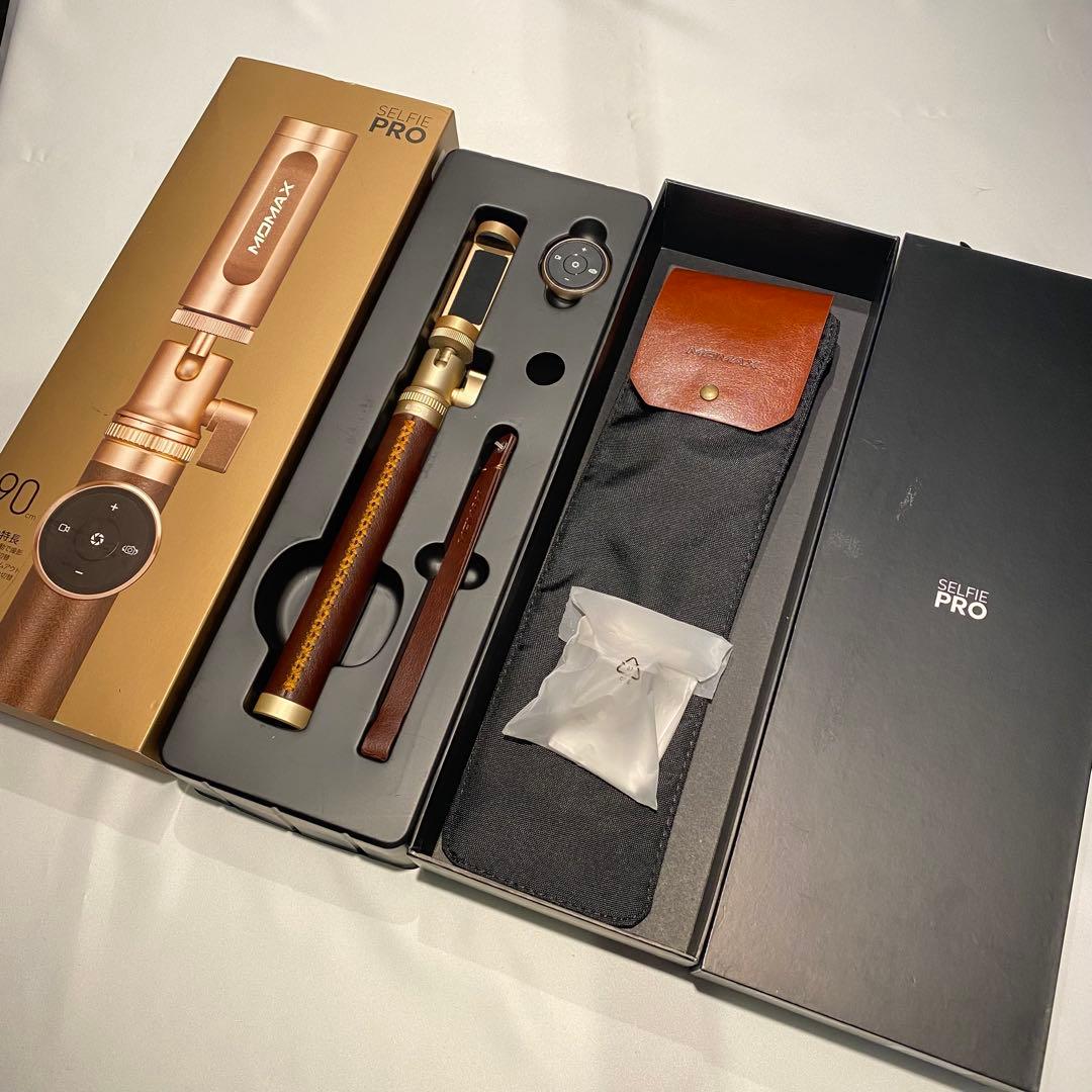 MOMAX SELFIE PRO　ワイヤレス自撮り棒　ケース付き　ゴールド
