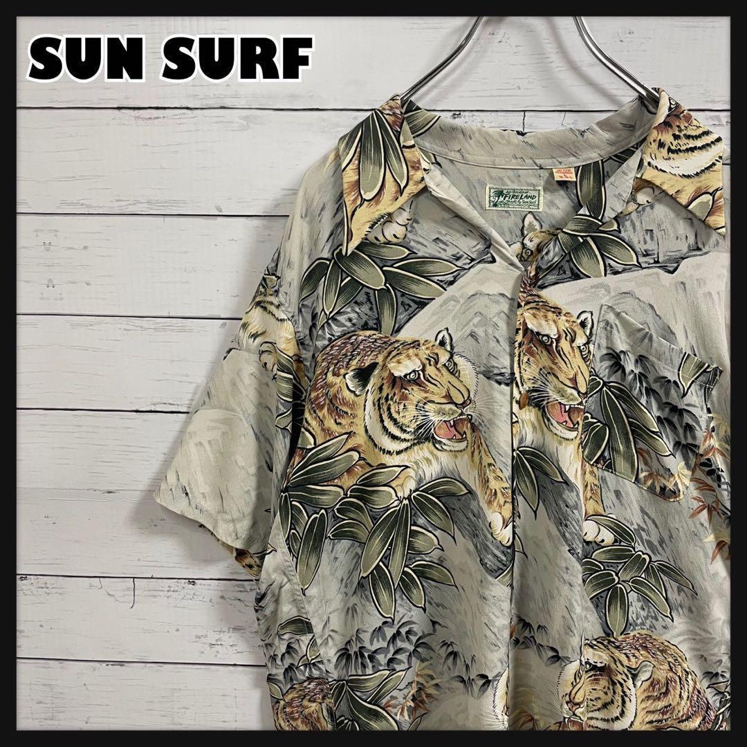 1【人気Lサイズ】サンサーフ☆総柄 タイガー 大人気モデル アロハシャツ119