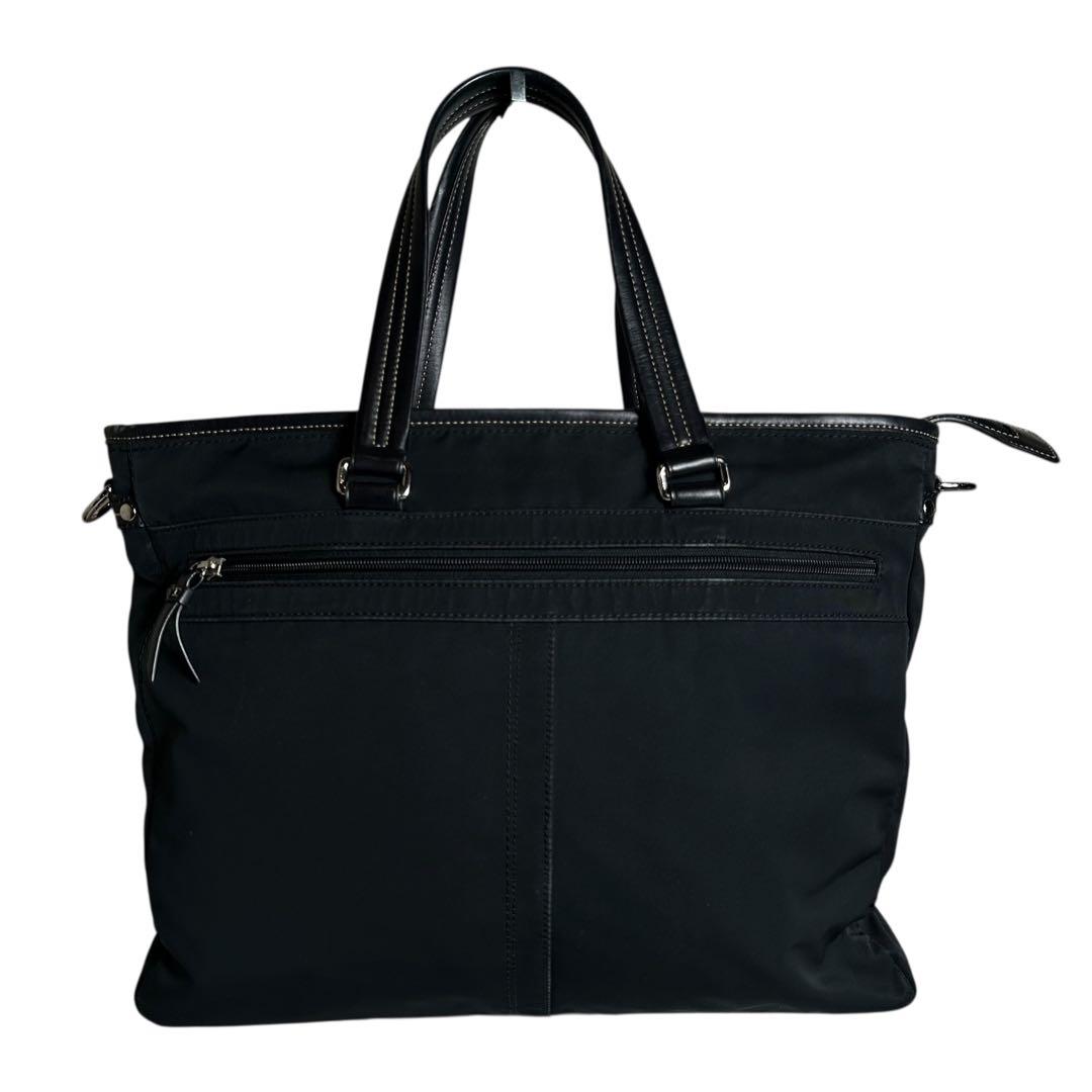 大容量　コーチ　2way ビジネスバッグ　ナイロン　レザー　ブラック