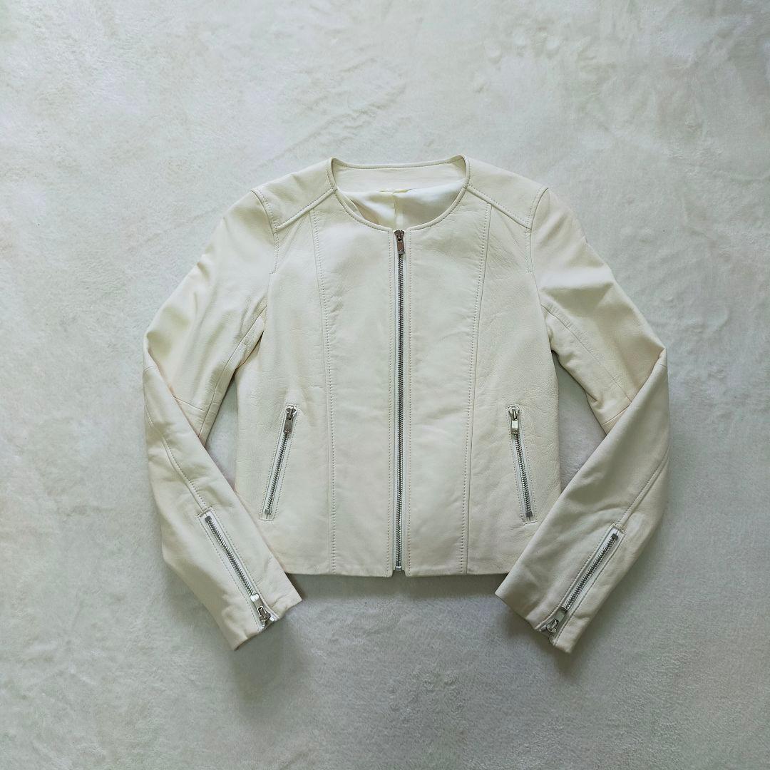 美品　ANAYI　近年モデル　34　ノーカラーレザージャケット